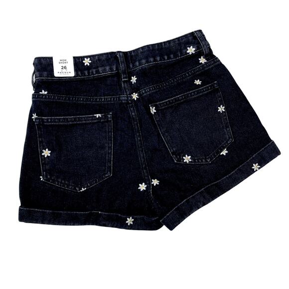 NWT PacSun Mom Short SZ 26 Black Daisy Embroidery - Picture 3 of 7